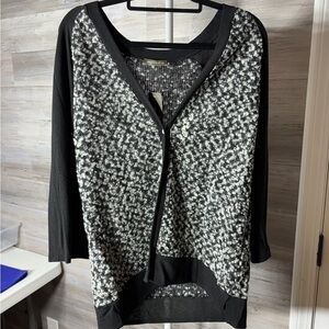 Nally & Millie Black and White Bouclé Cardigan Sweater 1062